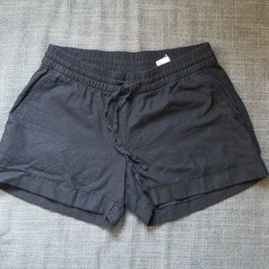 Black Linen Blend Shorts
